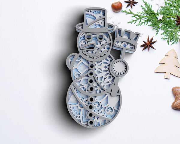 3D Christmas SVG DXF - Snowman Svg-Rishasart