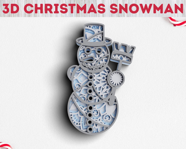 3D Christmas SVG DXF - Snowman Svg-Rishasart