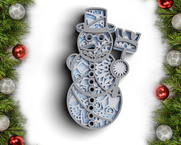 3D Christmas SVG DXF - Snowman Svg-Rishasart