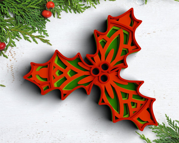 3D Christmas SVG DXF - Mistletoe Svg-Rishasart