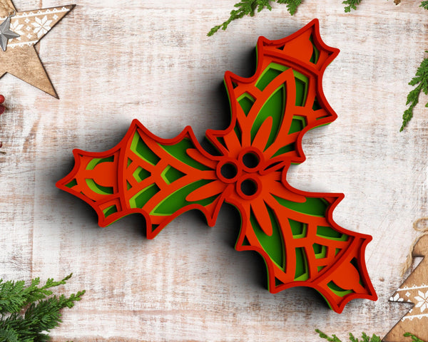 3D Christmas SVG DXF - Mistletoe Svg-Rishasart