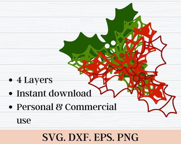 3D Christmas SVG DXF - Mistletoe Svg-Rishasart