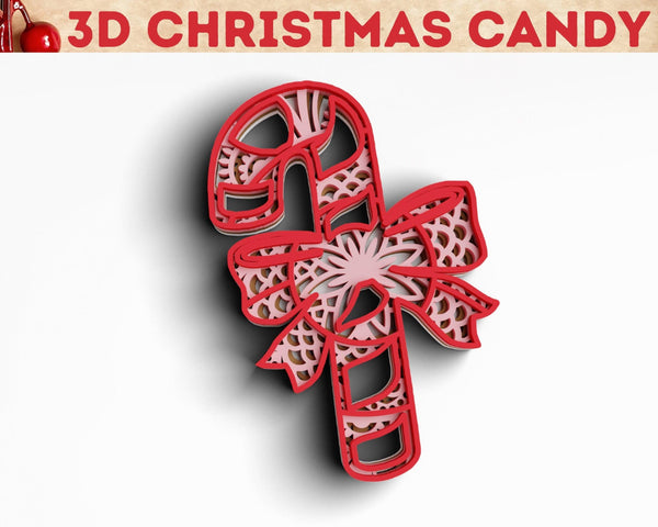 3D Christmas SVG DXF - Candy Svg 3D Mandala Svg-Rishasart