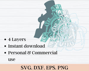 3D Christmas SVG DXF - Snowman Svg-Rishasart