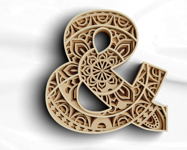 Layered Ampersand Design SVG DXF - Ampersand 3D-Rishasart