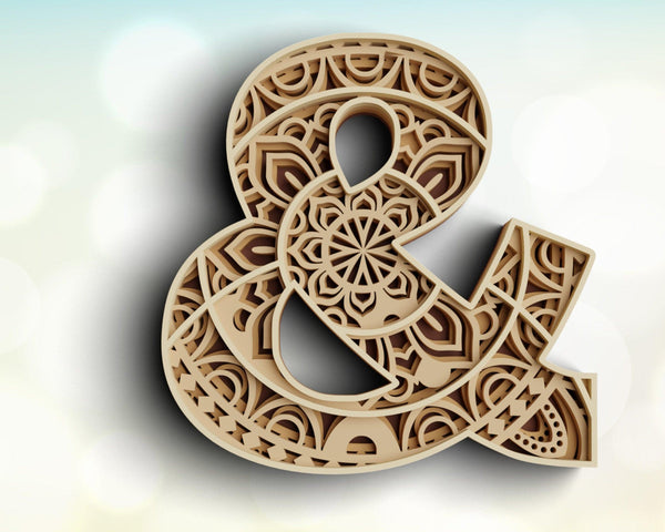 Layered Ampersand Design SVG DXF - Ampersand 3D-Rishasart