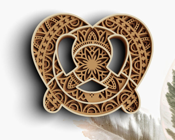 3D Pretzel SVG DXF 4 Layer -  Baking Svg-Rishasart