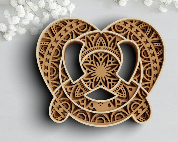 3D Pretzel SVG DXF 4 Layer -  Baking Svg-Rishasart