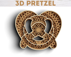 3D Pretzel SVG DXF 4 Layer -  Baking Svg-Rishasart