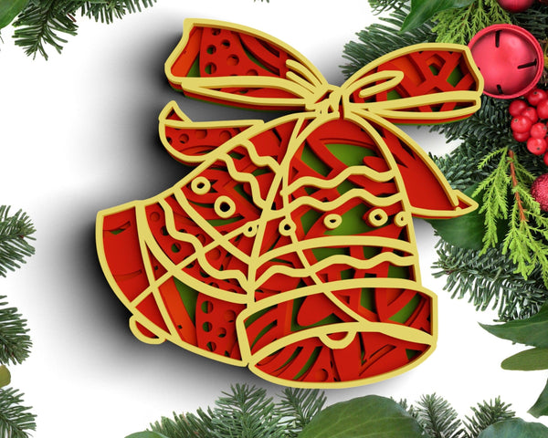 3D Christmas SVG DXF 4 Layer - Bell Svg-Rishasart