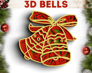 3D Christmas SVG DXF 4 Layer - Bell Svg-Rishasart