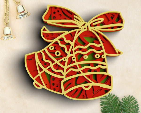 3D Christmas SVG DXF 4 Layer - Bell Svg-Rishasart