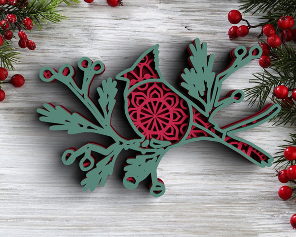 3D Christmas SVG DXF 4 Layer - Cardinal Svg 3D Mandala Svg-Rishasart