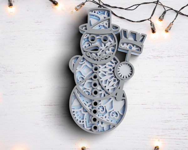 3D Christmas SVG DXF - Snowman Svg-Rishasart