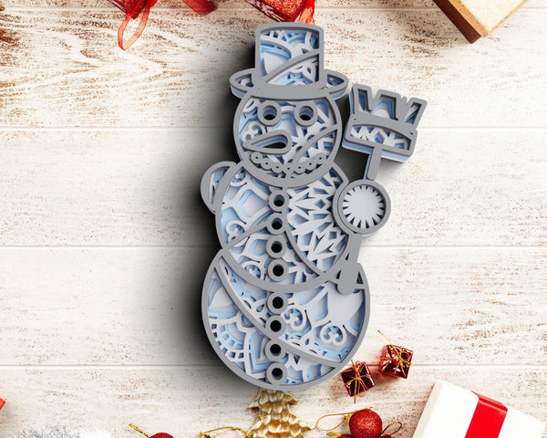 3D Christmas SVG DXF - Snowman Svg-Rishasart