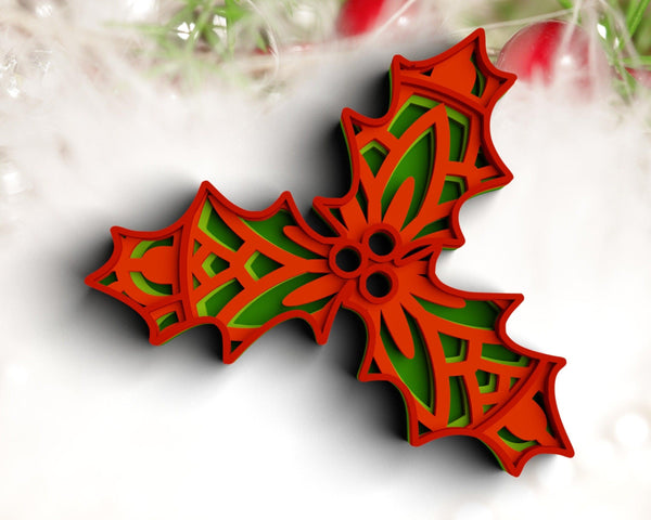 3D Christmas SVG DXF - Mistletoe Svg-Rishasart