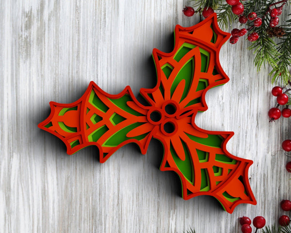 3D Christmas SVG DXF - Mistletoe Svg-Rishasart