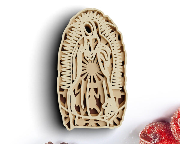 3D Virgin Mary SVG DXF 4 Layer - Christian Svg-Rishasart