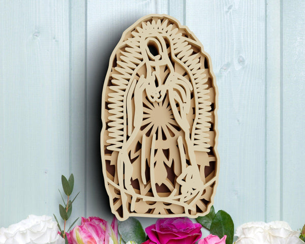 3D Virgin Mary SVG DXF 4 Layer - Christian Svg-Rishasart