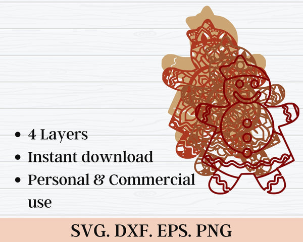 3D Gingerbread SVG DXF Bundle -  Christmas Svg-Rishasart