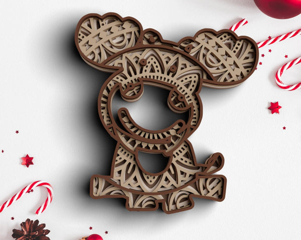 3D Christmas SVG DXF - Moose Svg-Rishasart