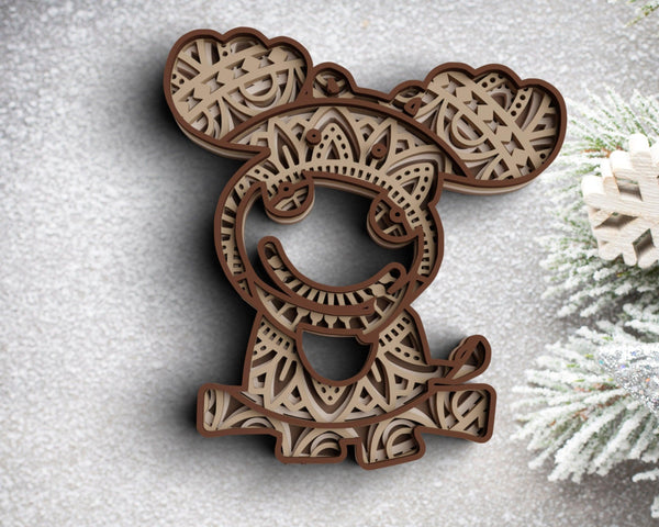 3D Christmas SVG DXF - Moose Svg-Rishasart