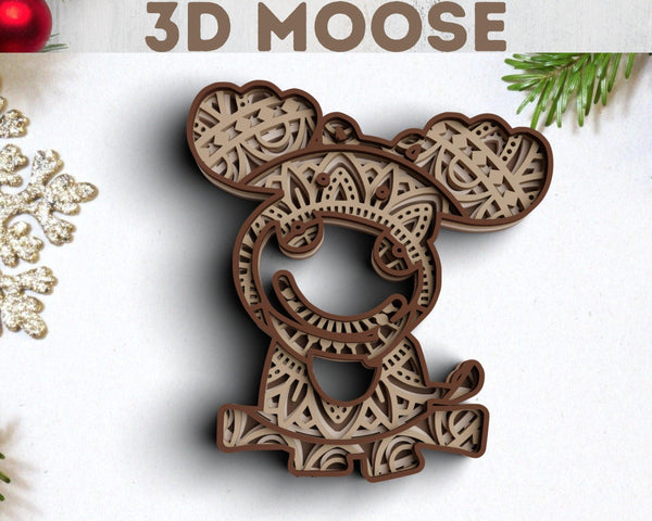 3D Christmas SVG DXF - Moose Svg-Rishasart