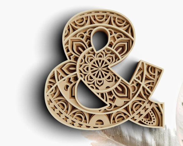 Layered Ampersand Design SVG DXF - Ampersand 3D-Rishasart