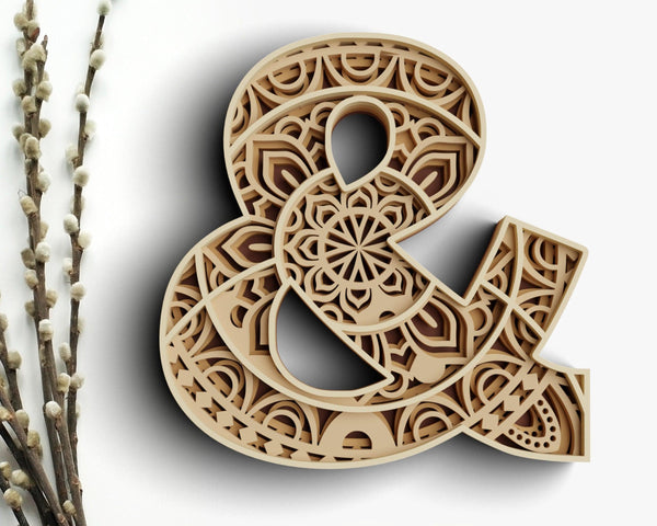 Layered Ampersand Design SVG DXF - Ampersand 3D-Rishasart