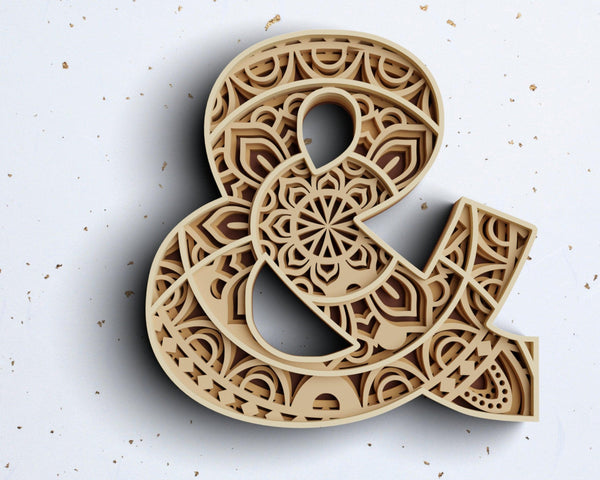 Layered Ampersand Design SVG DXF - Ampersand 3D-Rishasart