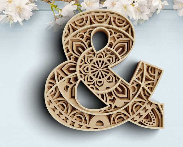 Layered Ampersand Design SVG DXF - Ampersand 3D-Rishasart