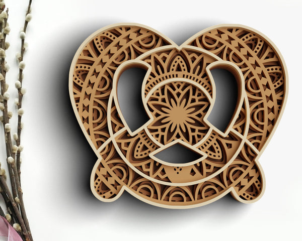 3D Pretzel SVG DXF 4 Layer -  Baking Svg-Rishasart