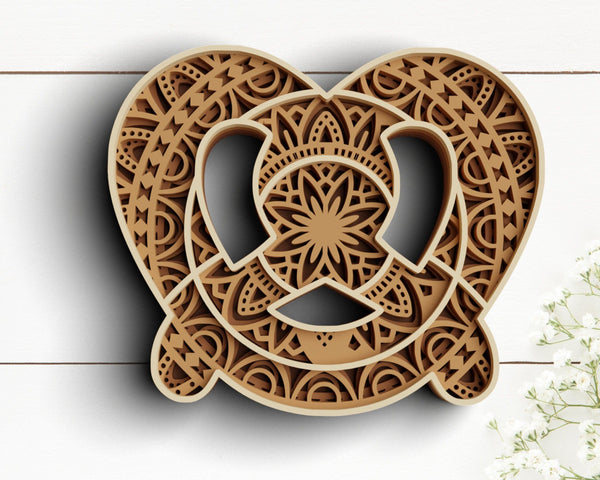 3D Pretzel SVG DXF 4 Layer -  Baking Svg-Rishasart