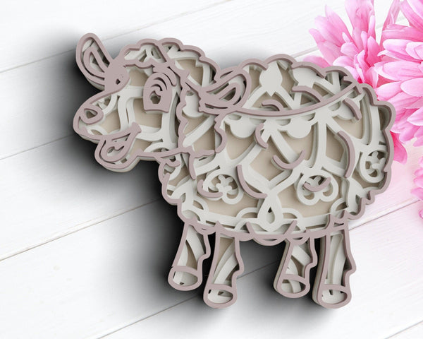 3D Lamb SVG DXF 4 Layer - Farm Animal Svg-Rishasart