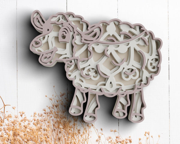 3D Lamb SVG DXF 4 Layer - Farm Animal Svg-Rishasart