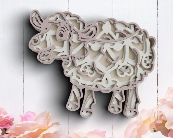 3D Lamb SVG DXF 4 Layer - Farm Animal Svg-Rishasart