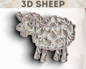 3D Lamb SVG DXF 4 Layer - Farm Animal Svg-Rishasart