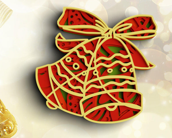 3D Christmas SVG DXF 4 Layer - Bell Svg-Rishasart