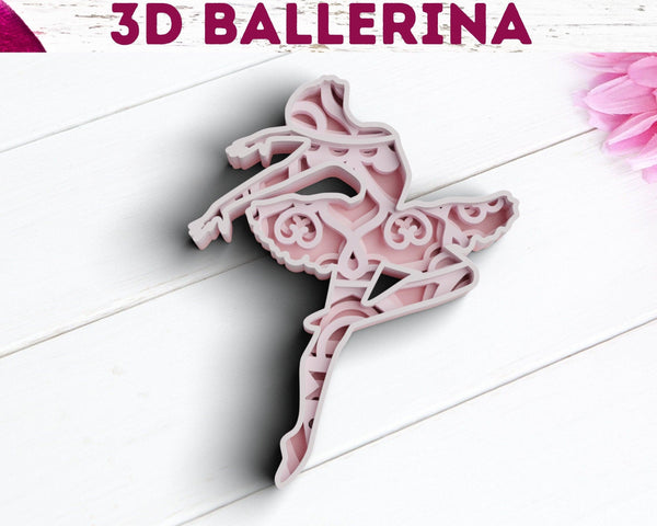 3D Ballerina SVG DXF 4 Layer-Rishasart