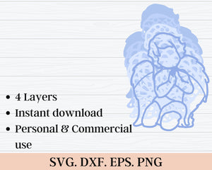 3D Christmas SVG DXF 4 Layer - Angel Svg-Rishasart