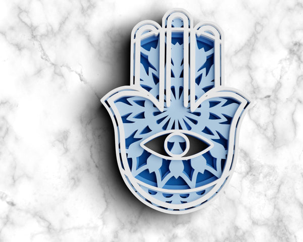 3D Hamsa SVG DXF 4 Layer - Evil Eye Svg-Rishasart