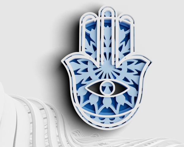 3D Hamsa SVG DXF 4 Layer - Evil Eye Svg-Rishasart