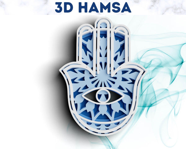 3D Hamsa SVG DXF 4 Layer - Evil Eye Svg-Rishasart