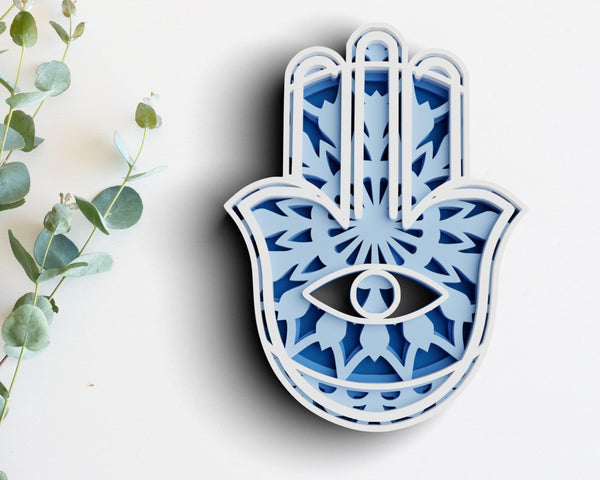 3D Hamsa SVG DXF 4 Layer - Evil Eye Svg-Rishasart