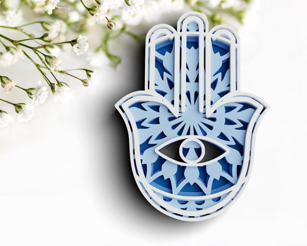 3D Hamsa SVG DXF 4 Layer - Evil Eye Svg-Rishasart