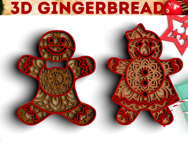 3D Gingerbread SVG DXF Bundle -  Christmas Svg-Rishasart