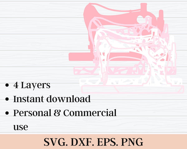 3D Sewing Machine SVG DXF 4 Layer - Crafting Svg-Rishasart