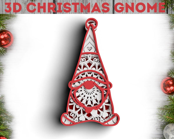 3D Gnome SVG DXF - Christmas Svg-Rishasart