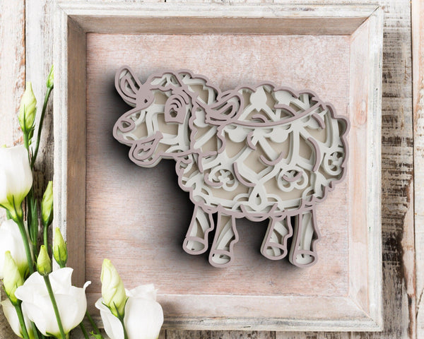 3D Lamb SVG DXF 4 Layer - Farm Animal Svg-Rishasart