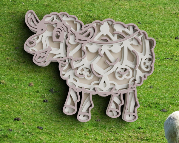 3D Lamb SVG DXF 4 Layer - Farm Animal Svg-Rishasart